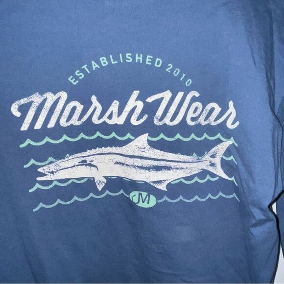 Men's Marsh Wear Navy Blue Long Sleeve T-Shirt - Picture 6 of 6